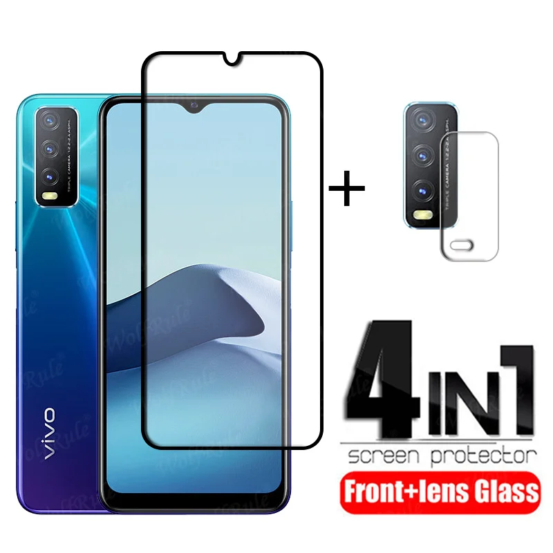 4-in-1 For Vivo Y20T Glass For Vivo Y20T Tempered Glass Full Glue 9H HD Screen Protector For Vivo Y20S Y20SG Y20 Y20T Lens Glass