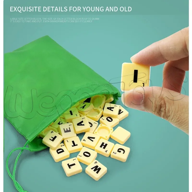 2-4 People English Spelling Solitaire Box Alphabet Chess Educational Toys Travel English Alphabet Scrabble Puzzle Board Game 3