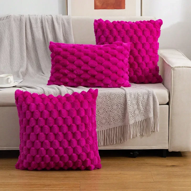 Rose Red textured pillow cover