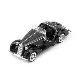 1:32 Super Classic Pull Back Toy Car - Educational Collection with Functional Doors (Black)