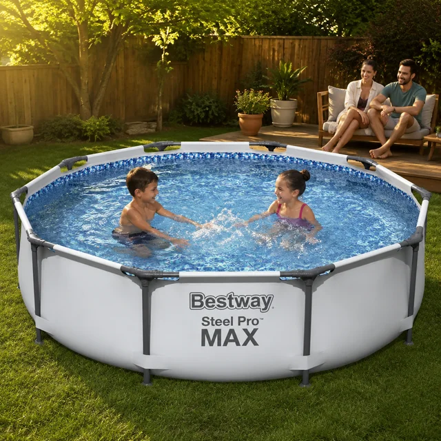 Ensemble de piscine Steel Pro MAX 305x76 cm, piscine ronde gonflable pour la famille, la cour, le jardin, avec parois renforcées Tritech, système FrameLink, installation facile, plaisir estival durable 1