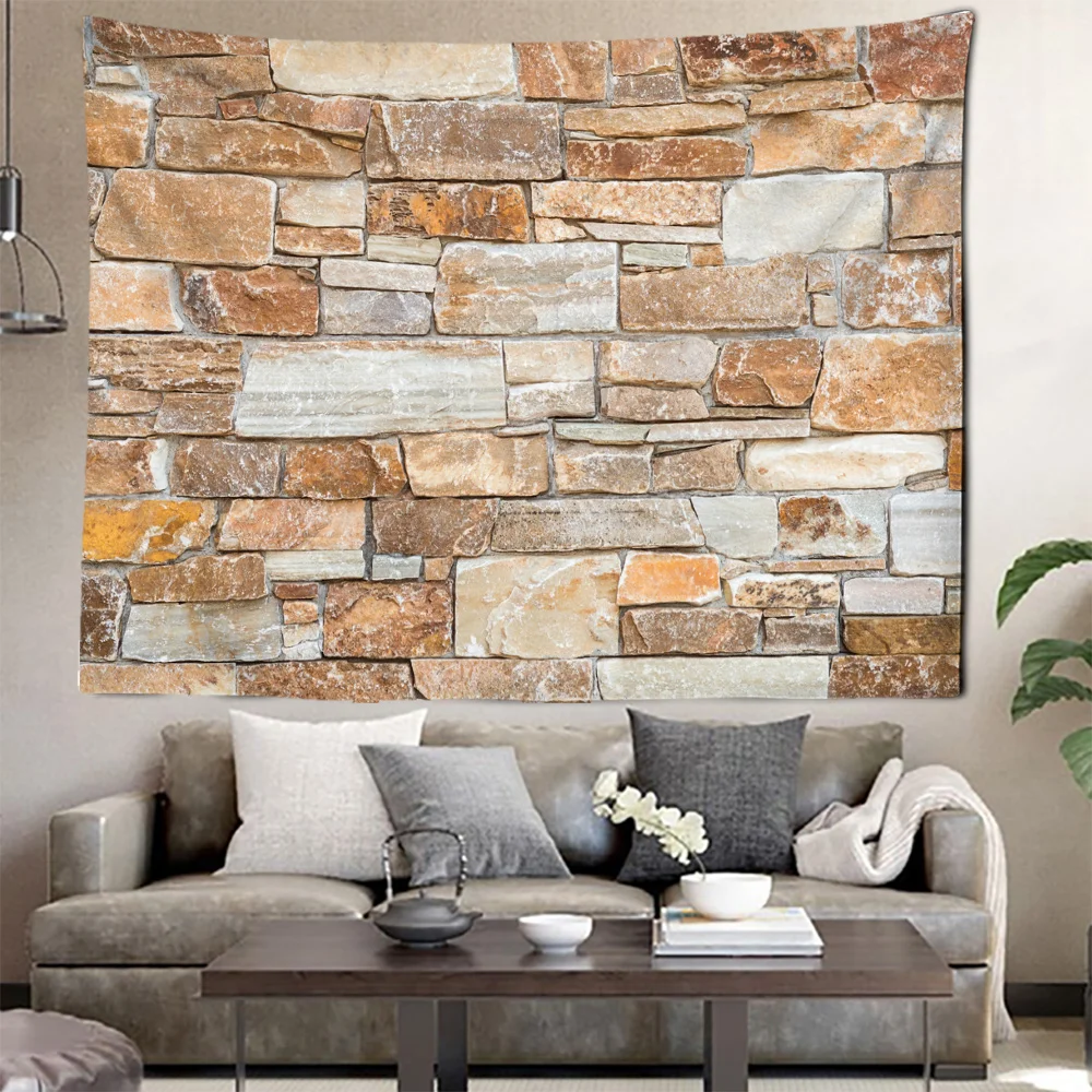 

Nordic marble tapestry simulation floor tile printing decoration home farmhouse wall multi-color stone brick blanket
