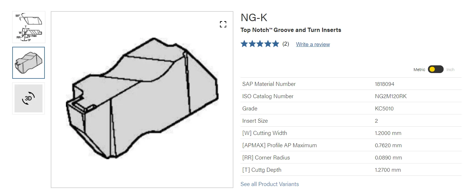 ORIGINAL 10PCS CARBIDE INSERT NG2M120RK KC5010