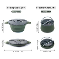 Camping Cookware Set Food-grade Silicone Folding Outdoor Tableware Cookset Cooking Kit Pot Kettle Bowl Hiking Picnic Equipment 2