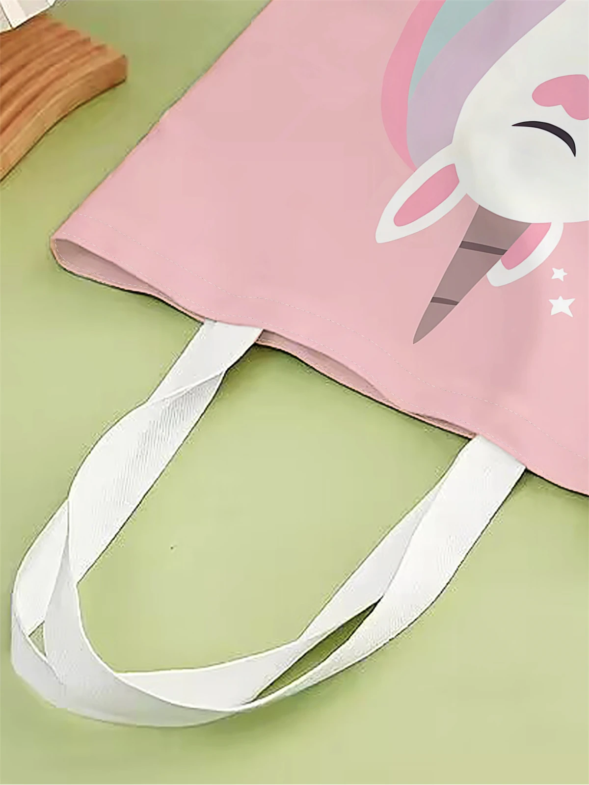 1pc,pink unicorn handbag, reusable fashionable handbag, multifunctional handbag, printed canvas shopping bag