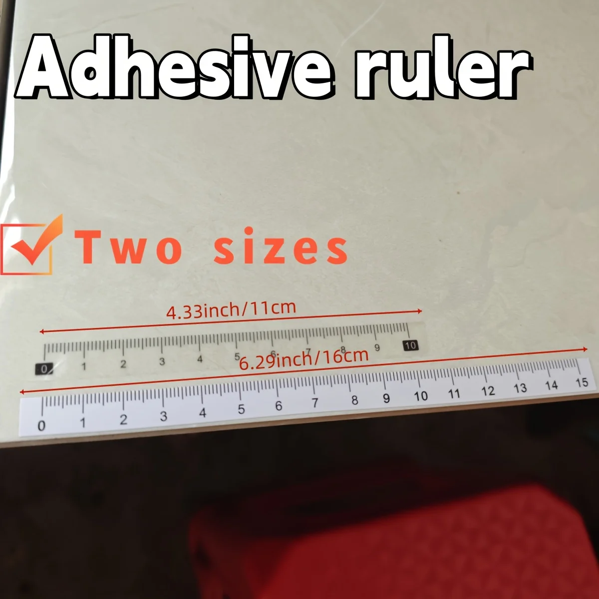 10-piece Self-adhesive Ruler Set Measuring Tool For Office Study Sewing