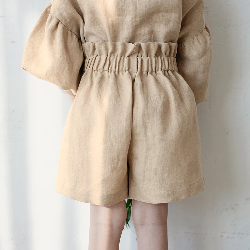 Summer Children's Cotton And Linen Shorts New Baby Girls Elastic Waist Casual Loose Shorts Linen Kids Clothing TZ113
