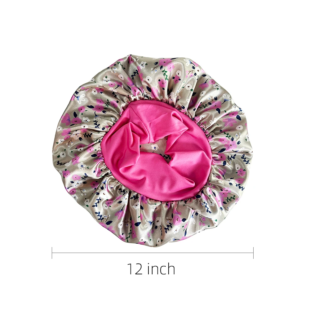 New Satin Bonnet Silk Night Sleeping Cap For Women Curly Braid Hair Multi Style Printing 4