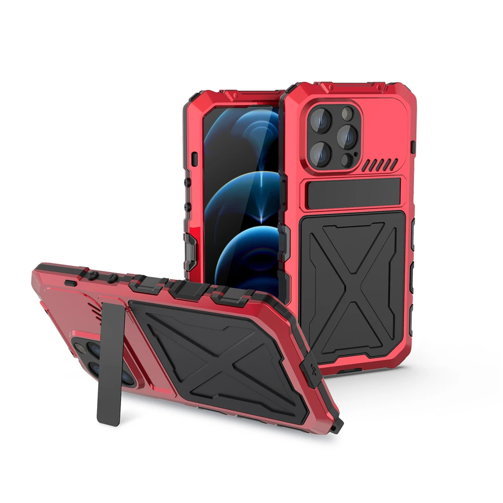 

Full-Body Rugged Case For iPhone 14 Pro Max Military Grade iphone14 Plus Built-in Film Shockproof Metal Cover Kickstand Shell