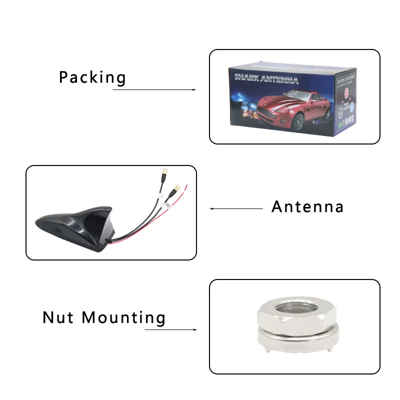 Precise Positioning GPS AM FM Shark Fin Car Roof Antenna IP67 Waterproof Omni 1575.42Mhz 85.7~108Mhz Aerial With SMA Male