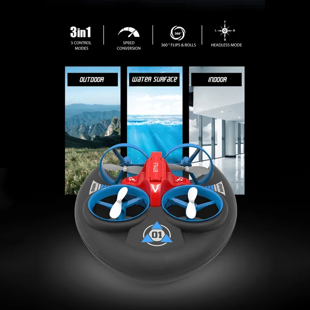 Official JJRC H101 2.4G Water Ground Air Mode RC Quadcopter Drone 3 In 1 Remote Control Outdoor Mini Aircraft Hovercraft Toys 5