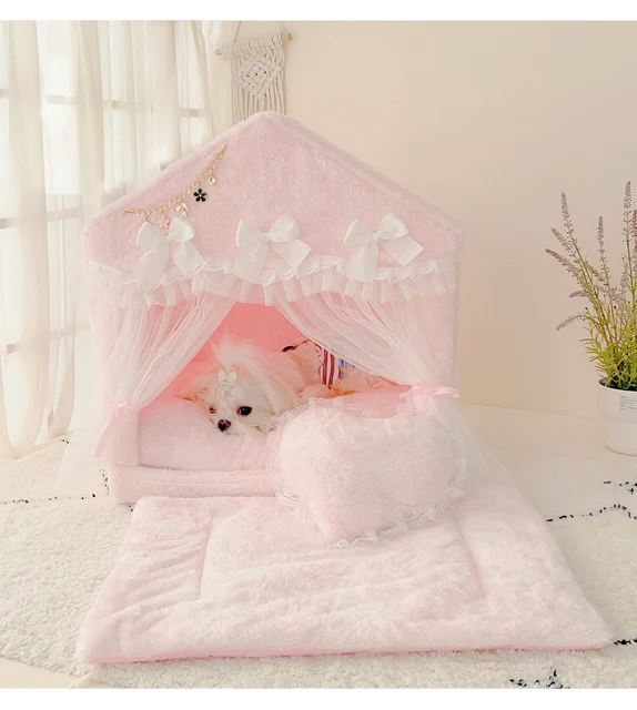 Pink Canopy Dog Beds For Small Dogs Charming Pink Cotton Dog House