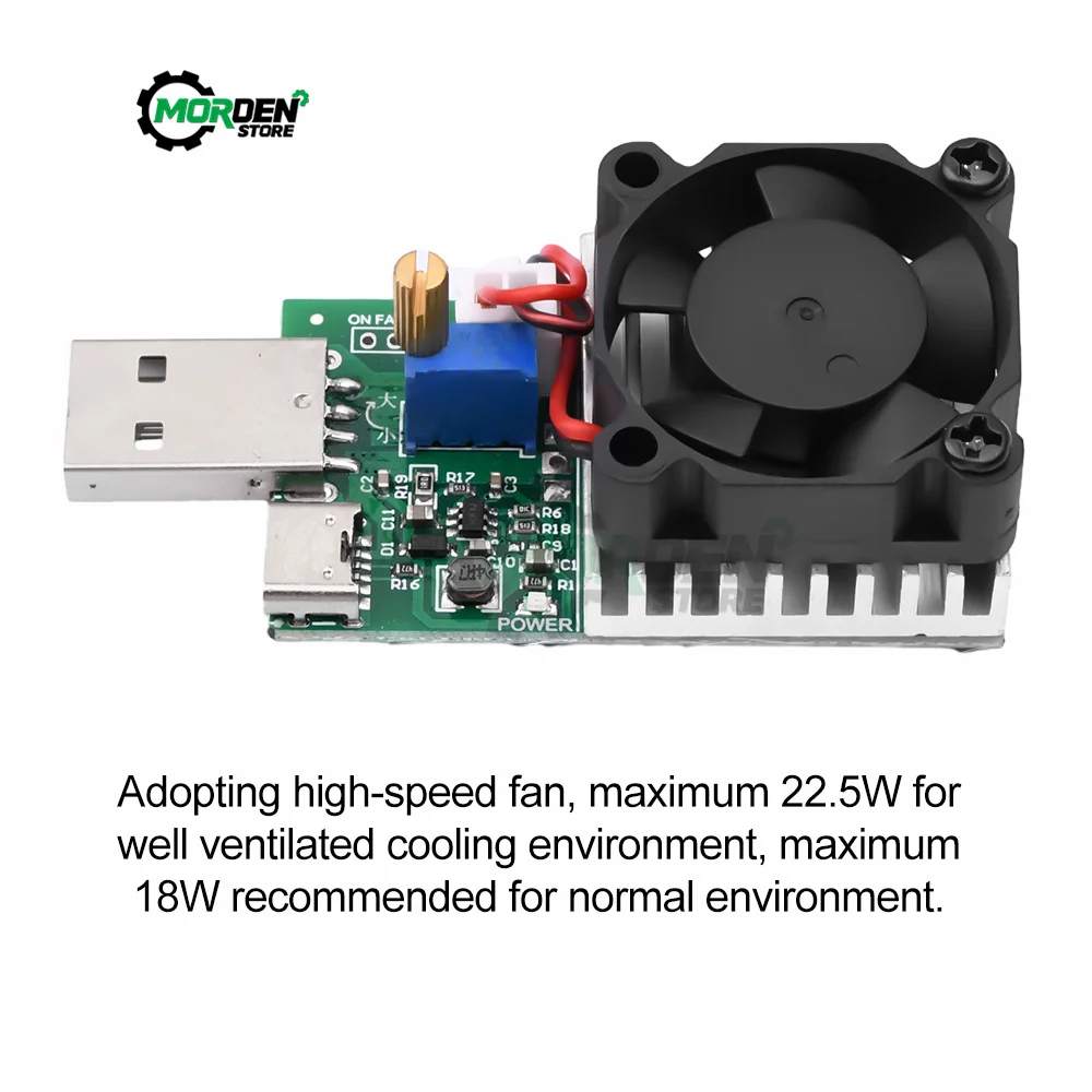 18W 22.5W Electronic Test Load Resistor USB Interface Battery Discharge Capacity Tester with Fan Adjustable Current Module Tool 4