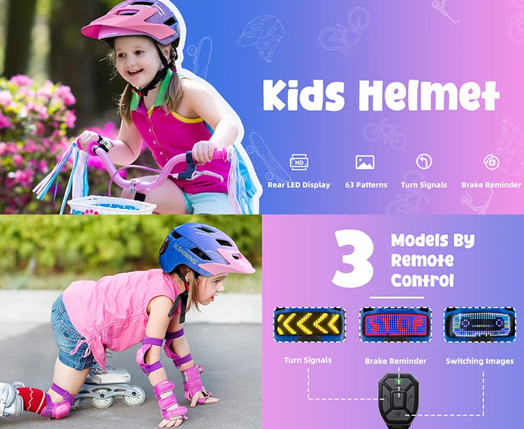 Description Picture 2 of itemKids Bike Helmet, Kids Boys Girls Bike Helmets with LED Display Children Multi-Sport for Skating Cycling Scooter Skateboard