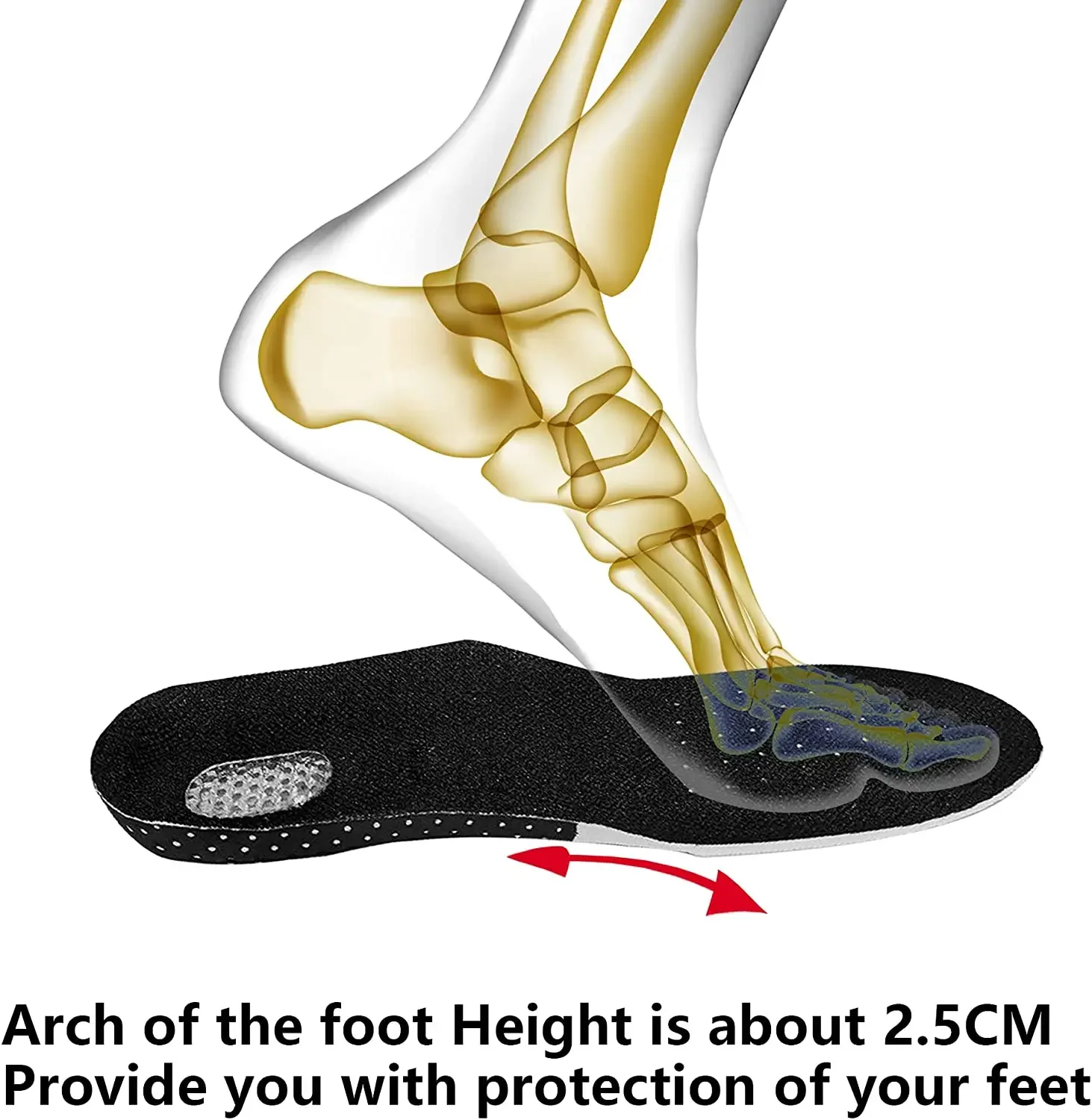 Unisex Silicone Sport Insoles Orthotic Arch Support Sport Shoe Pad Running Gel Insoles Insert Cushion for Walking,Running Hiking