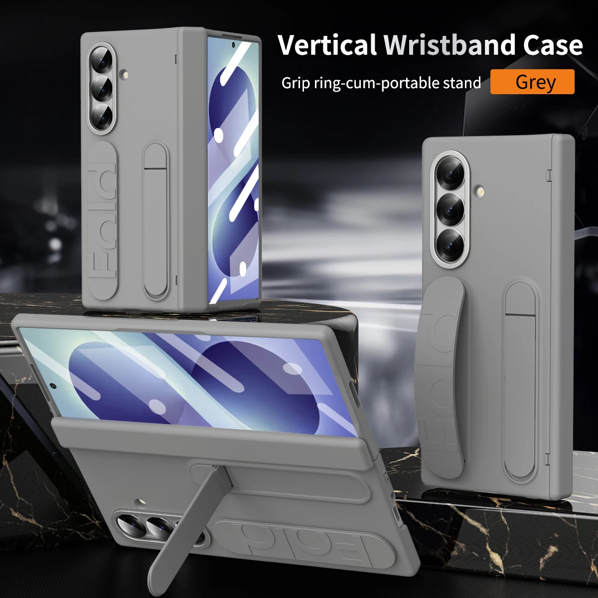 Versatile Wristband Grip Phone Case with Kickstand & Front Glass Protection