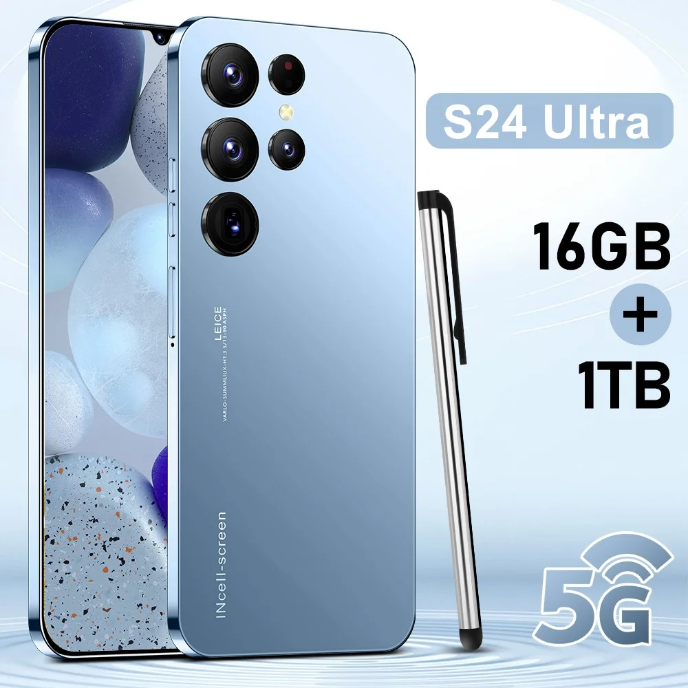 

S24 Ultra Smartphone 16GB+1TB Dual Sim 5G 6.8 Inch Global Version Android 13 Mobile Phones HD Camera Telefone 6800mAh Cell Phone