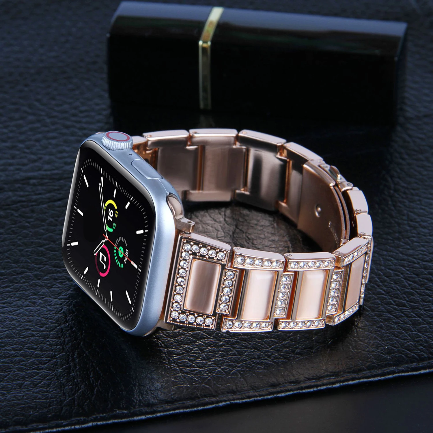 2025 hochwertiges, luxuriöses, mit Diamanten besetztes Edelsteinarmband für Apple Watch Ultra1/2 49 mm S10/S9/S8/S7-S3 für iwatch Serie 46/45/44/42 – Detail 22