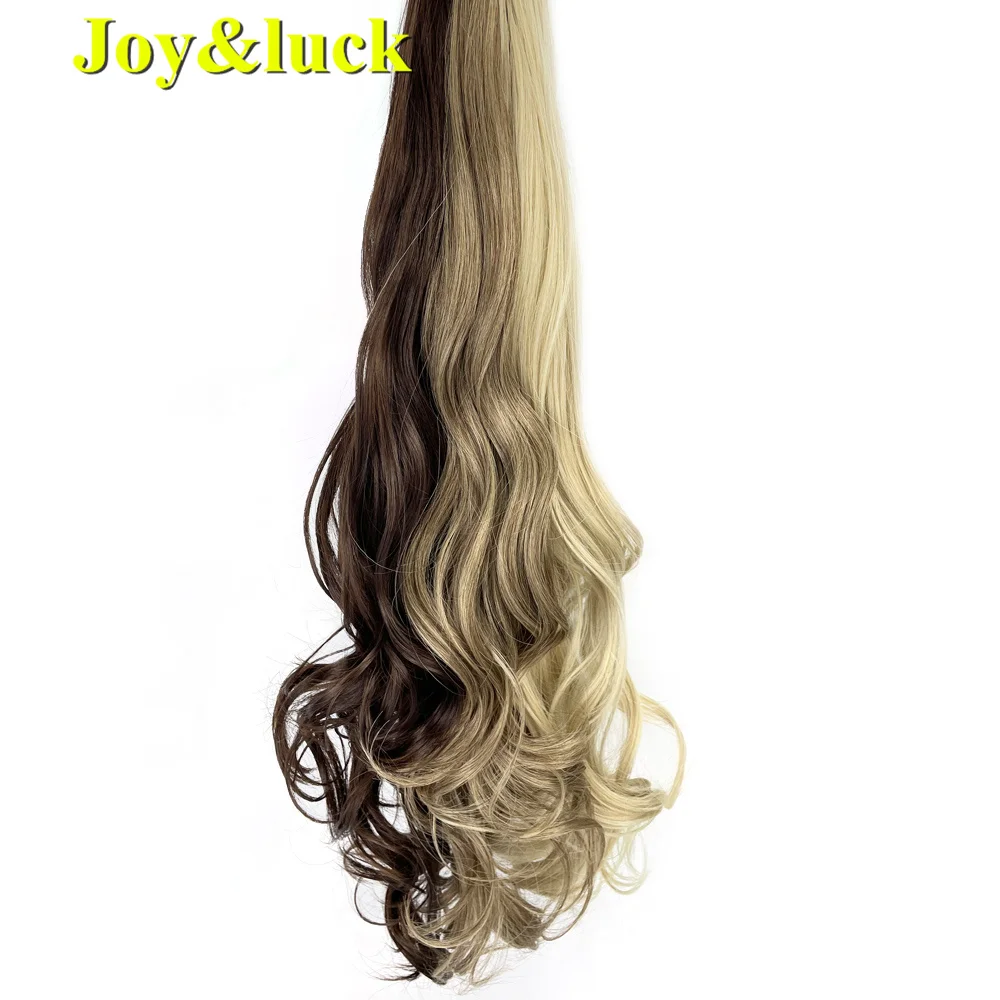 Synthetic Ponytail Hair Extensions Long 613 Blonde Natural Wave Flexible Wrap Around Women Daily Use Fake Horsetail Hairpieces