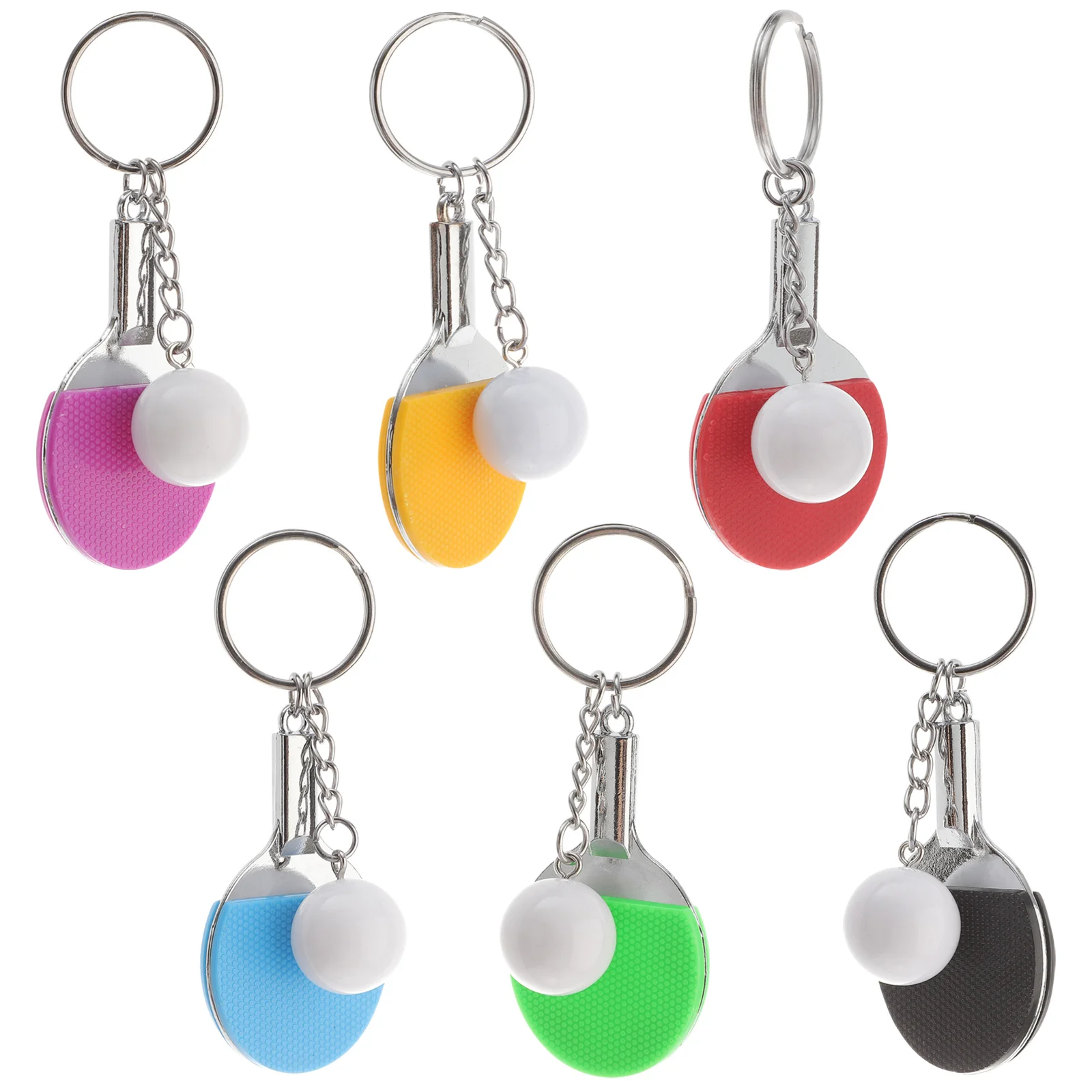 

6 Pcs Racket Keychain Keychains Table Tennis Pingpong Sports Keyring Holder Gift Metal Bag Pendant Decor Hanging