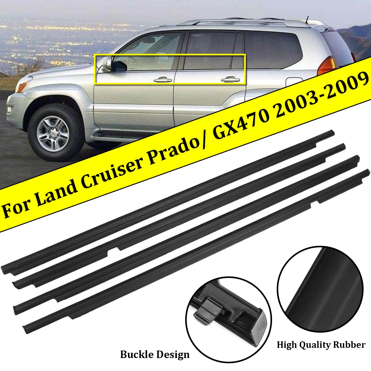 

4Pcs Weatherstrips Deur Riemen Seal Weer Strips Voor Toyota Land Cruiser 120 Prado 2003-2009 Voor Lexus GX470 2003-2009