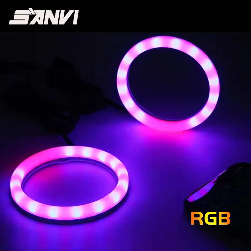 Qasim Anneaux LED COB Angel Eyes 70mm - Blanc 60SMD Pour Phares Voiture, DRL Ou Antibrouillard 12V