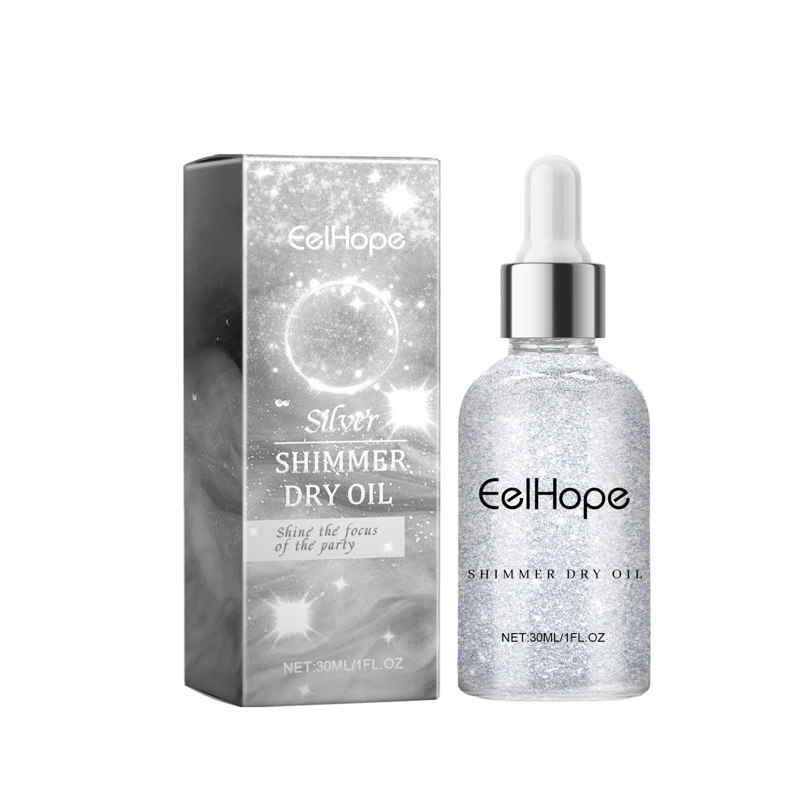 EELHOPE Silver Party Body Glitter Oil Party Focus Silver Shine Adds Attractive Brilliance Brightening Oil Festival Makeup 6