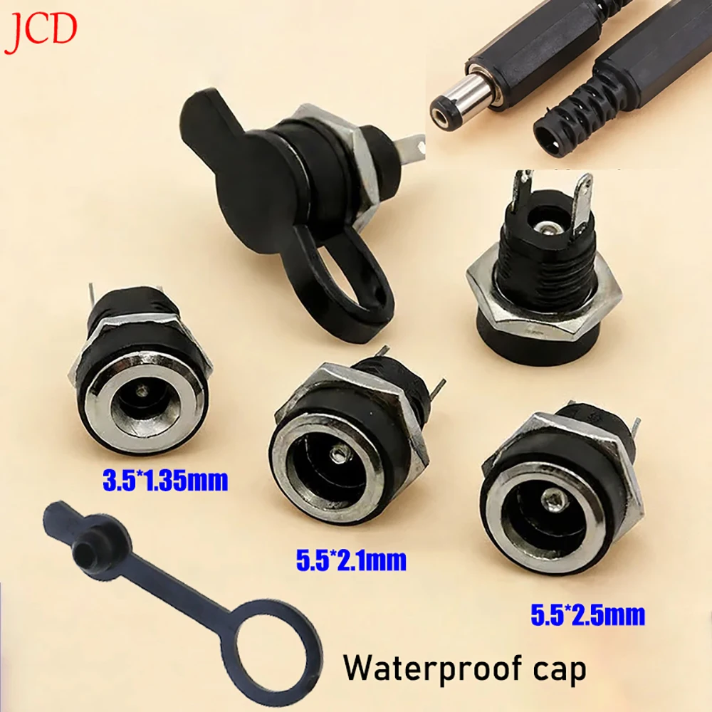 JCD 10 Stück 5,5 x 2,1 mm DC-Strombuchse, 3,5 x 1,3 DC-Buchse, Panelmontage-Stecker, Stecker-Adapter, 5,5 x 2,5 mm, 2-polig – Detail 1