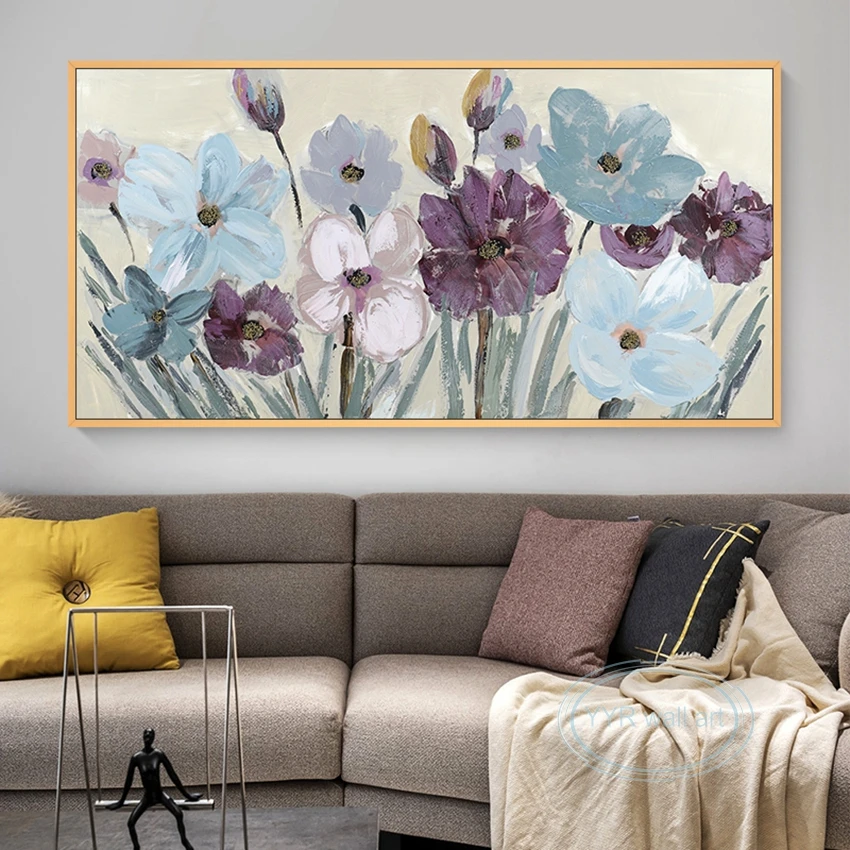 

Abstract Floral Wall Art Decor For Hotel Living Room Sofa Bedroom Handmade Canvas Oil Painting Acrylic Texture Horizontal Poster