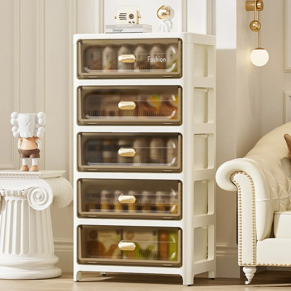 Home Minimalist Storage Cabinet Multi-layer Drawer Style Storage Cabinet Snack Storage Cabinet Home Storage Cabinet with Pulley - Image 3