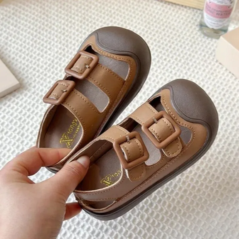 Fashion Solid Kid Sandals Summer New Versatile Anti Slip Soft Bottom Girl Boy Beach Sandal Kindergarten Anti Kick Sandals