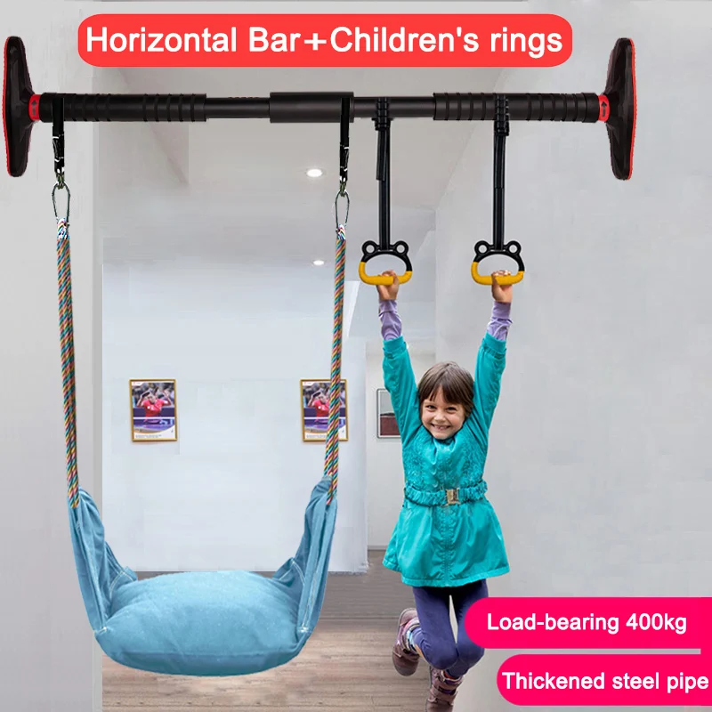 Amazon.com: Chin Up Bar Portable Door Frame Pull-up bar, with Kids Swing  and Gymnastics Ring, no Screw Wall-Mounted Steel Fitness Horizontal bar  (Size : 150-185cm/59.1-72.8