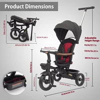 Tricycle pour bébé, tricycle pliable 7 en 1 pour enfants de 6 mois à 5 ans, pédale de frein, capot extensible, garde-corps amovible 2
