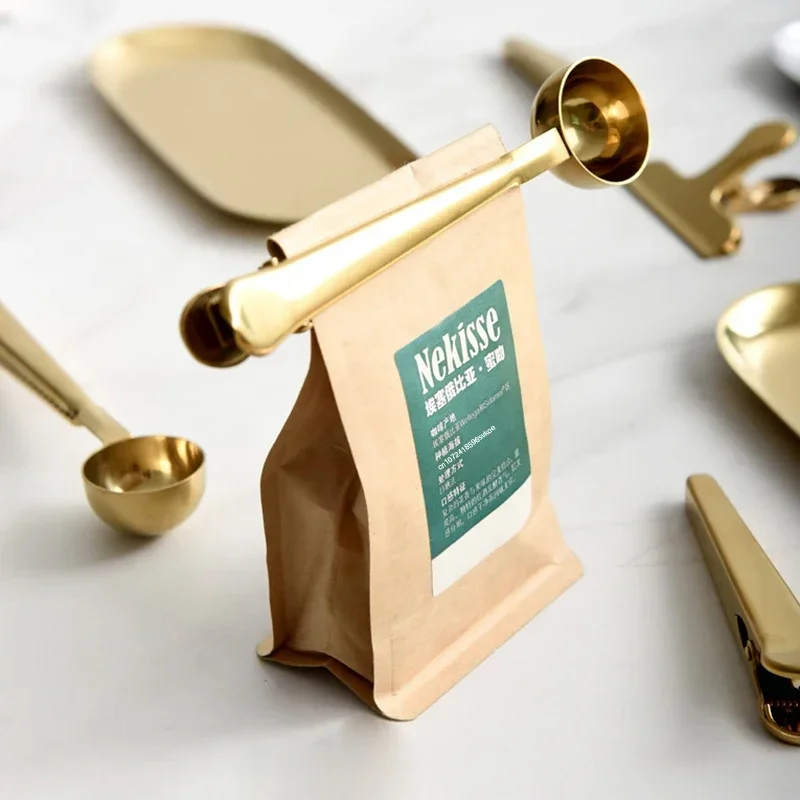 1pc Two-in-one Stainless Steel Coffee Spoon Sealing Clip Coffee Spoon Coffee Accessories Kitchen Accessories