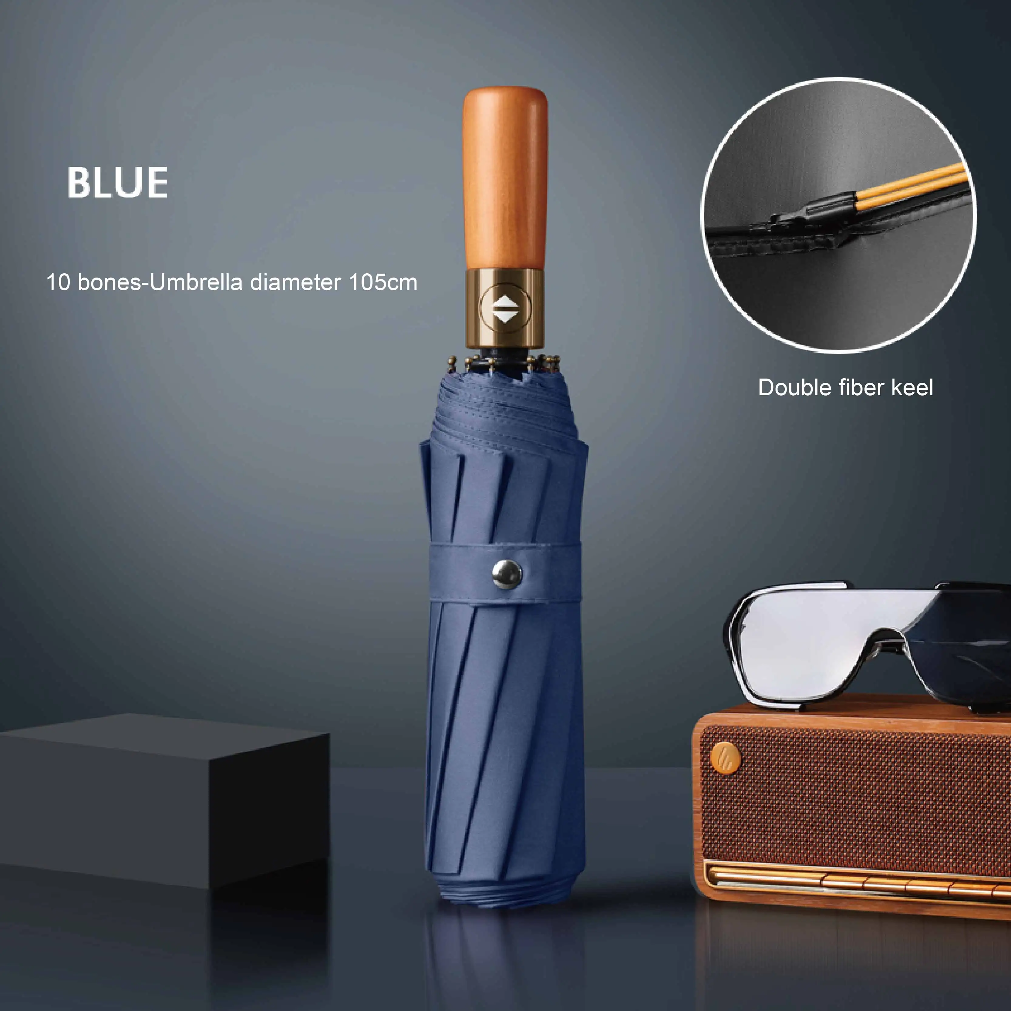 Folding Umbrella 24 bone retro solid wood handle fully automatic sun protection and ultraviolet for men and women folding umbrella mini sun umbrella automatic sun umbrella