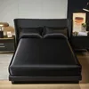 Pure White Satin Frosted Bedsheet, Silk-Like Bedroom Bedspread, Bedding,Fitted Sheet(Excluding Pillowcases)1 Piece 5