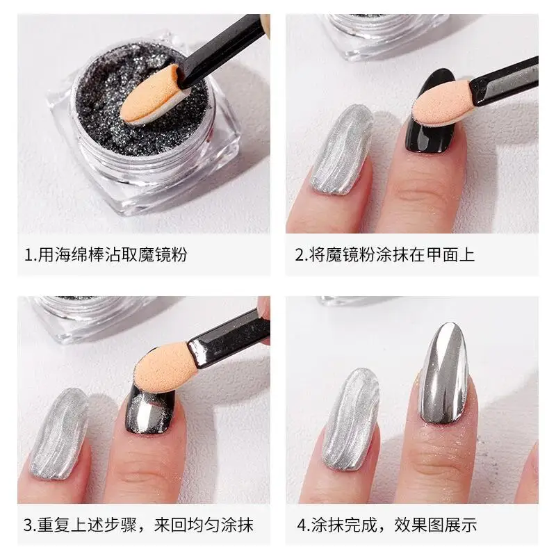 10/30/50Pcs Double Ended Sponge Nail Powder Brush Eyeshadow Sponge Sticks Chrome Pigment Pen Applicator Portable Makeup Tools^*^ 6