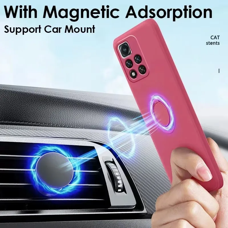 Liquid Silicone Magnetic Holder Stand Phone Case For XiaoMi 13T 14T 15 Redmi...