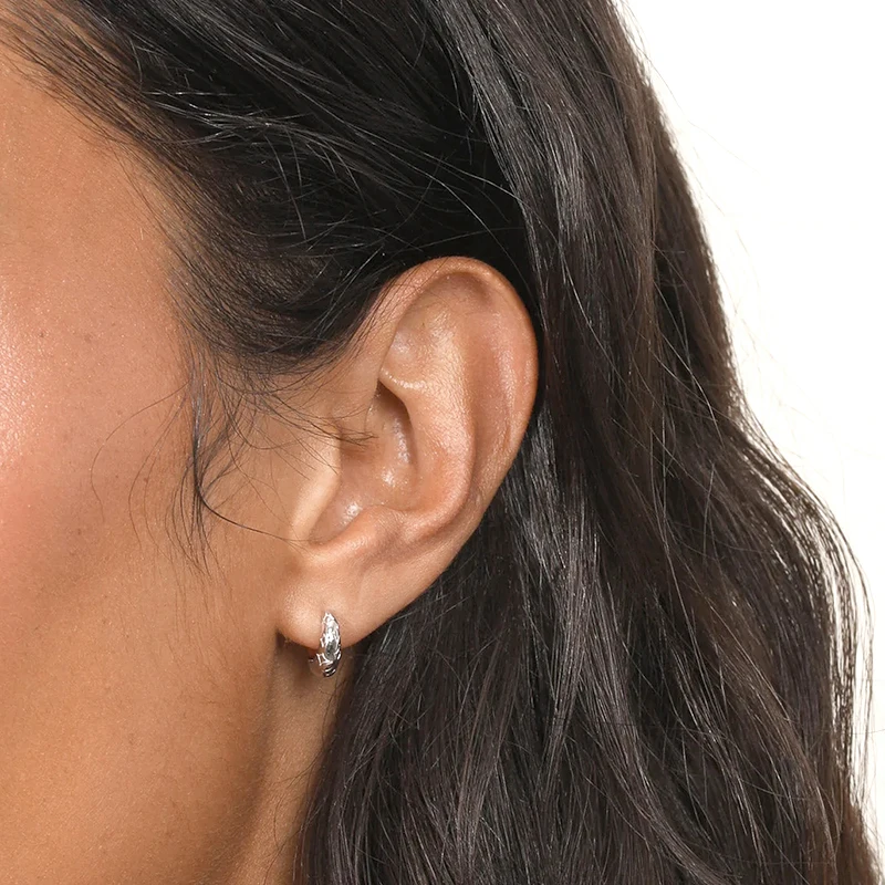 Cartilage perforation women 925 sterling silver ear Needle stars three-piece stacked fashion hoop earrings punk fashion jewelry