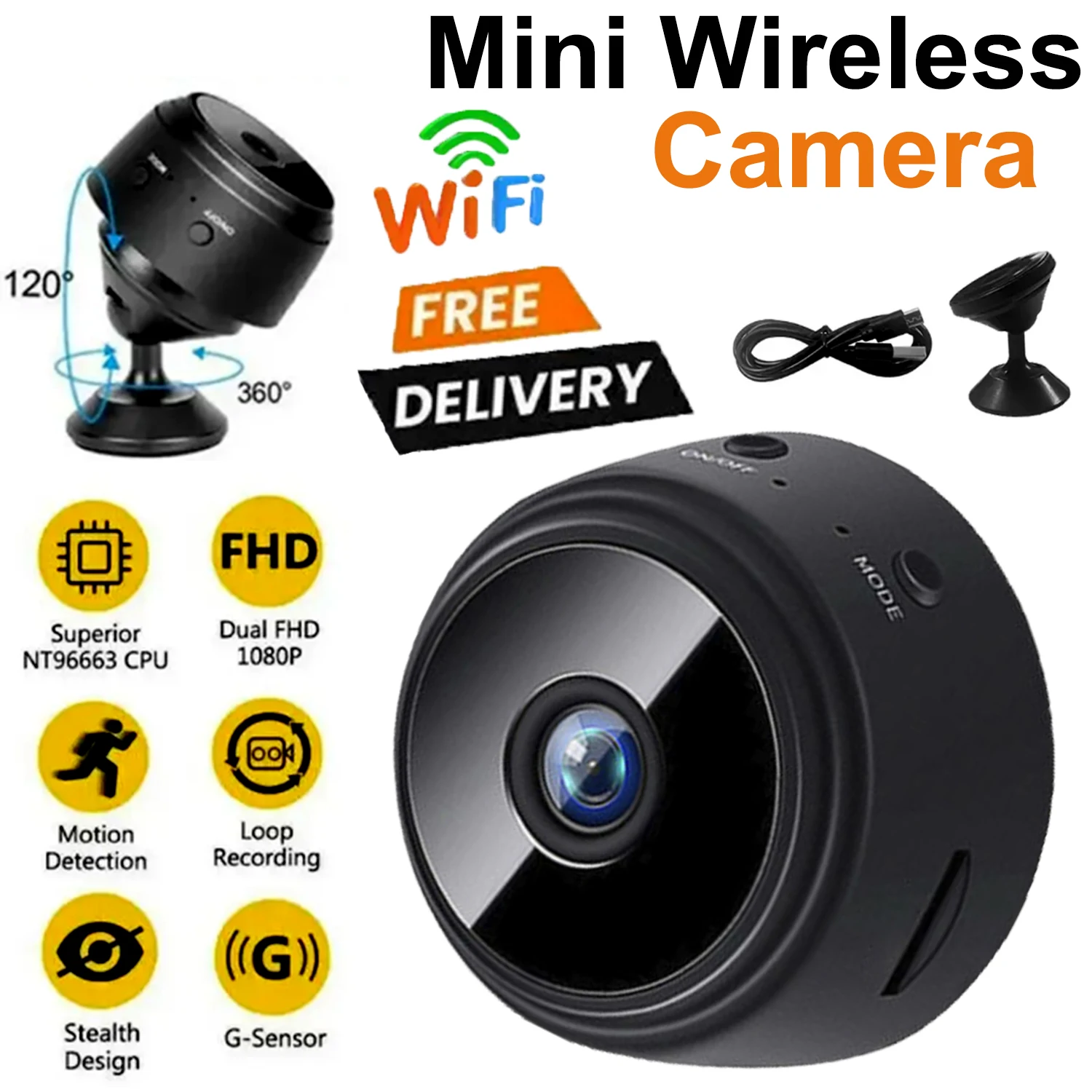 1080P A9 Mini Wifi Camera Magnetic Network Security IP Camera Night Vision Wifi Wireless Portable Infrared Video Voice Record 1