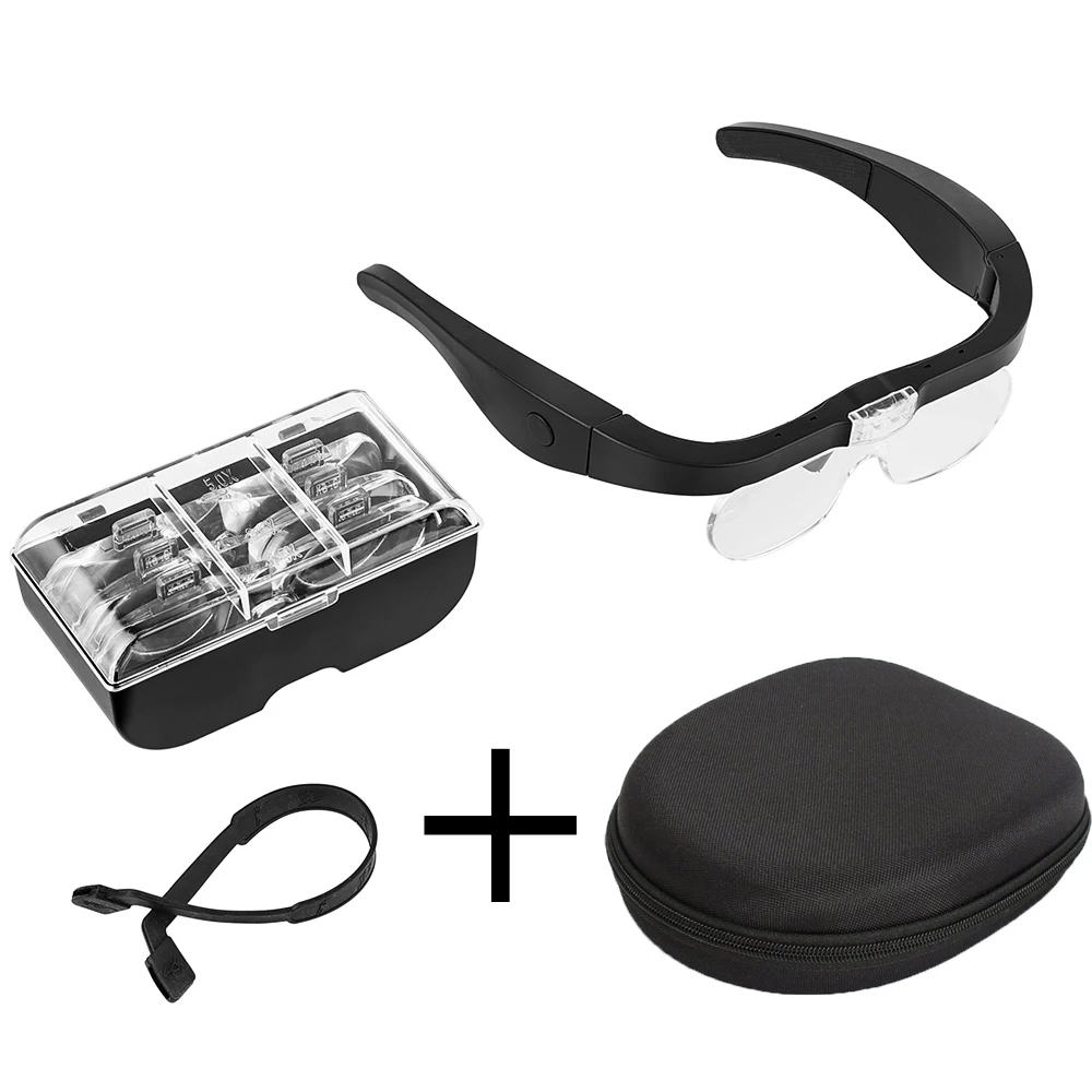USB Rechargeable Magnifying Glasses 1.5X 2.5X 3.5X 5.0X With LED Light