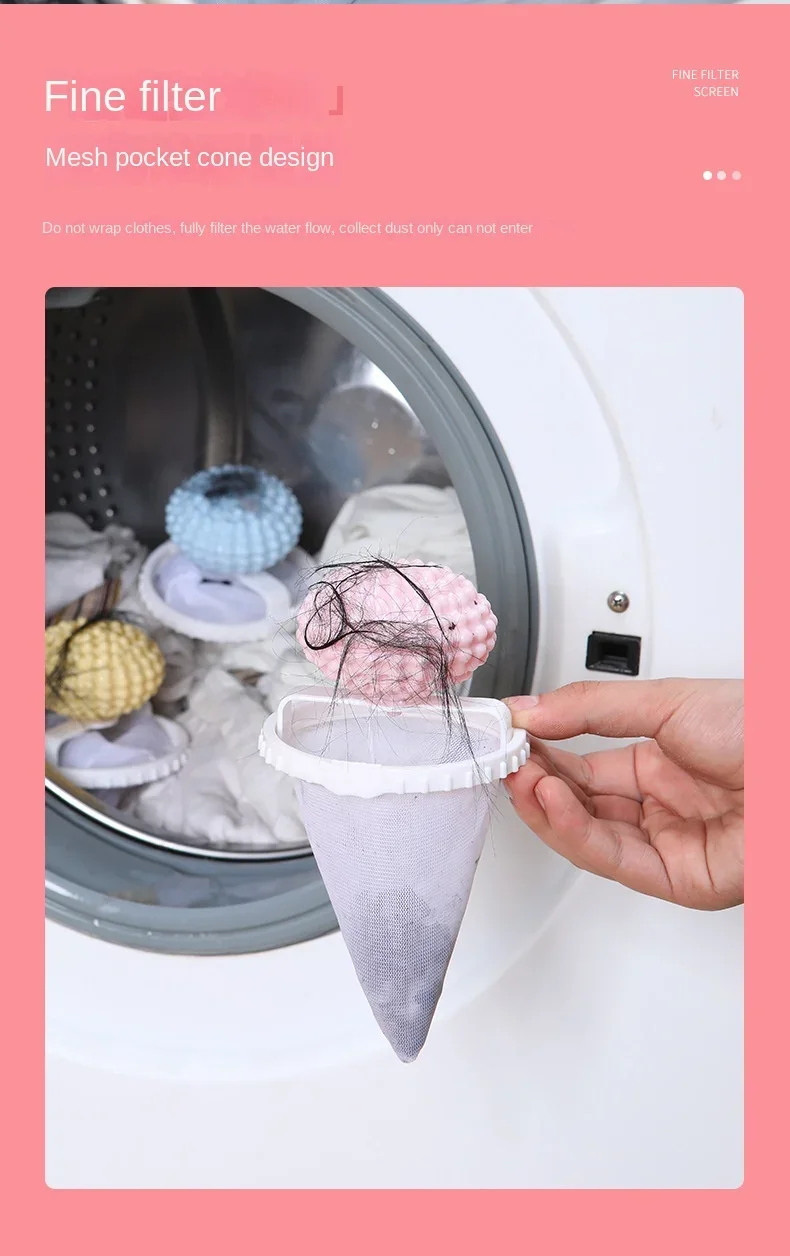 Description Picture 5 of item2-in-1 laundry ball hair removal machine, floating velvet filter bag, reusable laundry ball, clothes and hair cleaning tool