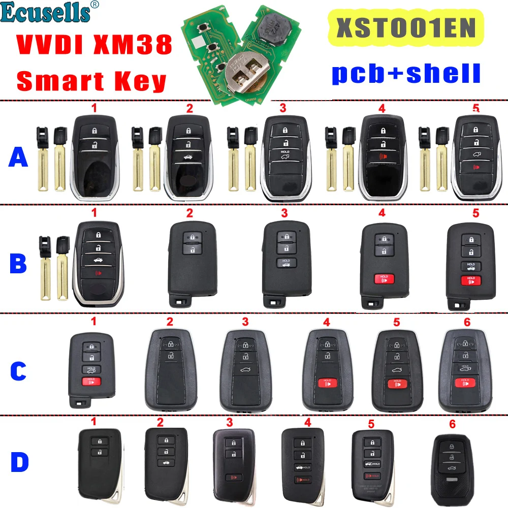 

Xhorse VVDI XM38 Smart Key XSTO01EN Proximity Remote Key 8A 4D 4A for Toyota Lexus Updated Version of VVDI XM Key XSTO00EN