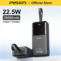 PISEN – batterie externe portable 22.5W, 30000mAh, QC PD 3.0, charge rapide, 20W, pour iPhone, Samsung, Xiaomi, Huawei 1