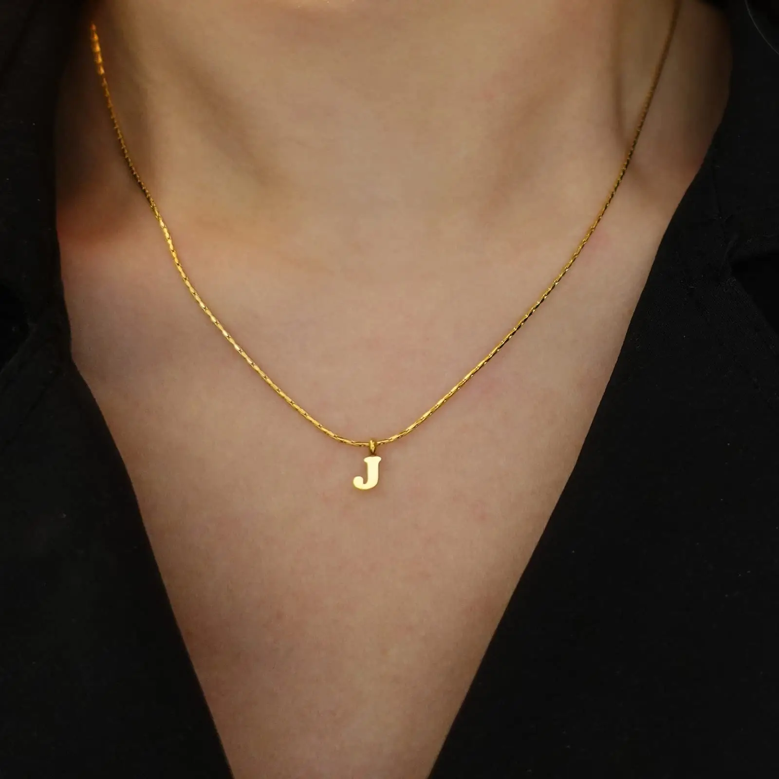 Gold Plated 26Letters Chokers Necklace ,Tiny Initial Letter Pendant
