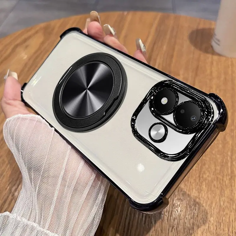 360° Magnetic Rotating Bracket TPU Cover with Built-in Lens Film and Shockproof Bumper
