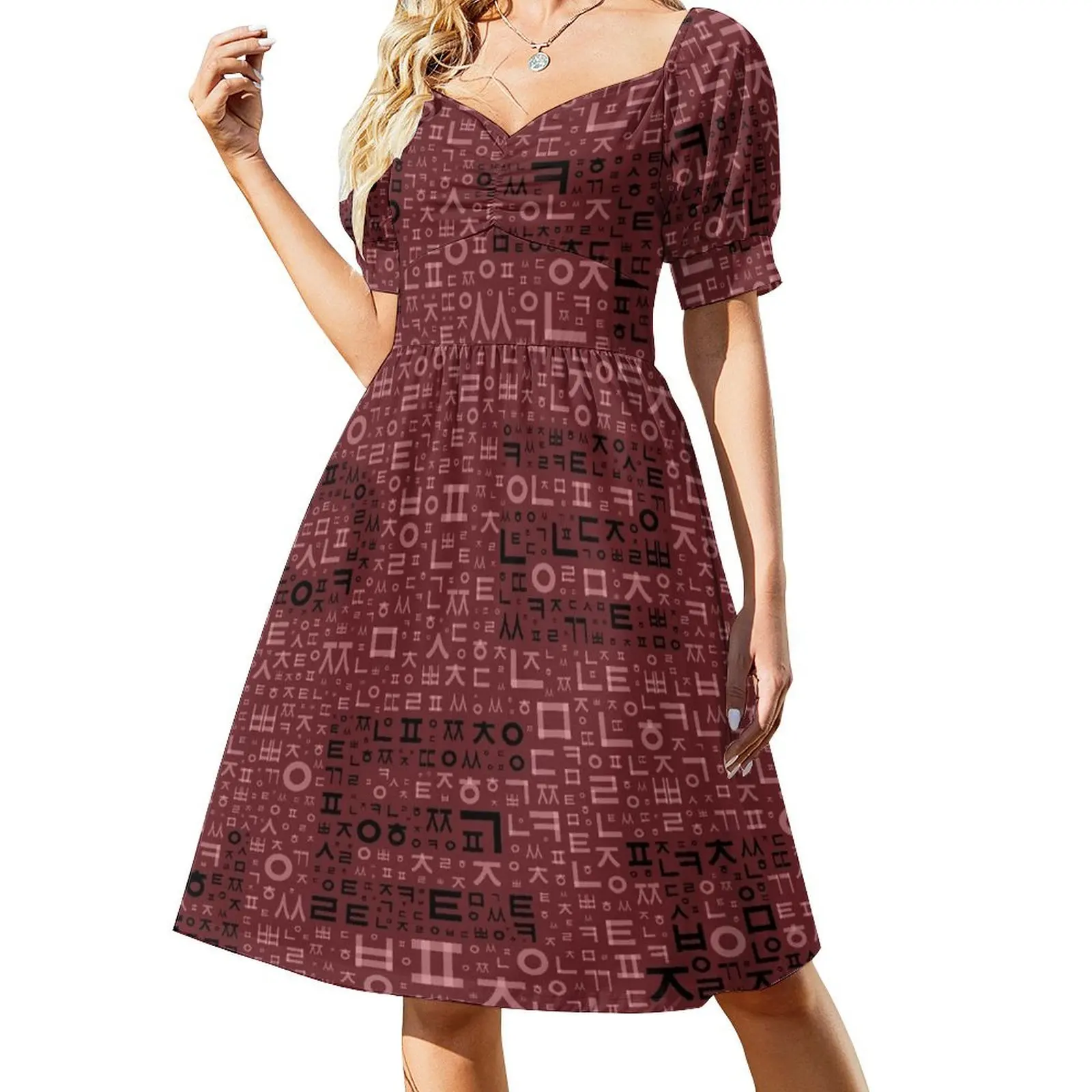 thumbnail image 1 of Vestido de manga corta en idioma coreano (alfabeto coreano) Ropa de mujer Vestidos largos Vestido, 1 of 7