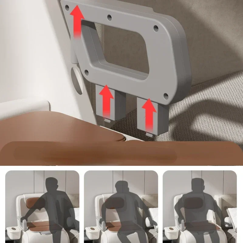 Luxury Portable Toilet Chair, Movable Elderly Commode, Disabled Pregnancy Seat, High-Grade Comfort, with Backrest 2