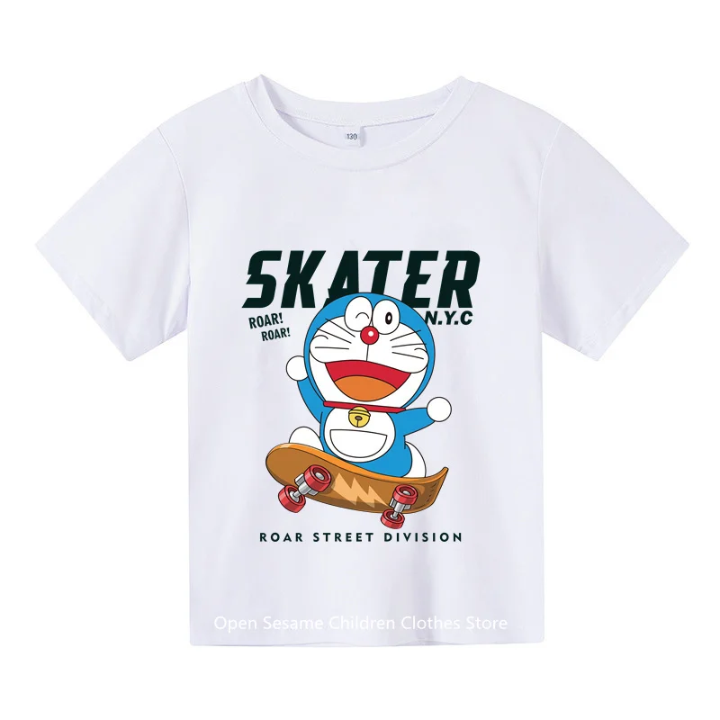Anime Doraemon Abbigliamento Estate Manica Corta Divertente Stampato Cartoon Doraemon Graphic Top Per Bambini E Studenti