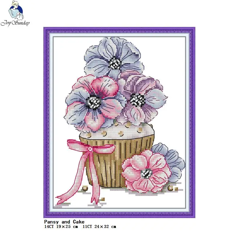 Flower Fruit Cake Dessert Printed Cross Stitch Kit 14CT 11CT Stamped Needle Thread Embroidery Set DIY Sewing Craft Gifts